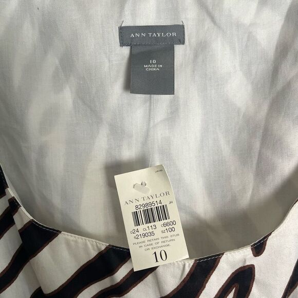 Ann Taylor Y2K Baby Doll Zebra Print Top Womens 10 Sleeveless Contrast Bow NWT - Picture 6 of 11